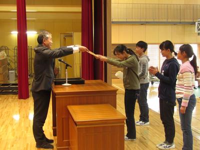 皆勤賞の表彰